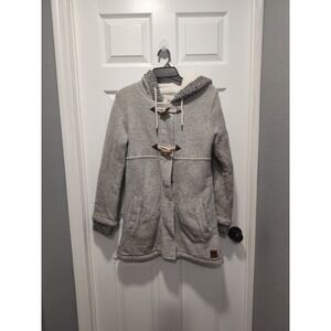 Rip Curl Penny Longline Fleece Lined Jacket Small Gray Hoodie Full Zip Cozy Warm